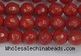 CRE339 15.5 inches 6mm faceted round red jasper beads