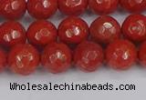 CRE340 15.5 inches 8mm faceted round red jasper beads