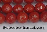 CRE341 15.5 inches 10mm faceted round red jasper beads