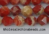 CRE346 15.5 inches 8mm faceted nuggets red jasper beads