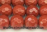 CRE360 15 inches 6mm faceted round red jasper beads wholesale