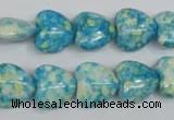 CRF132 15.5 inches 14*14mm heart dyed rain flower stone beads