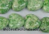 CRF214 15.5 inches 18*18mm heart dyed rain flower stone beads