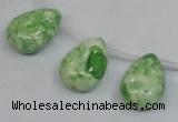 CRF228 Top-drilled 13*18mm flat teardrop dyed rain flower stone beads