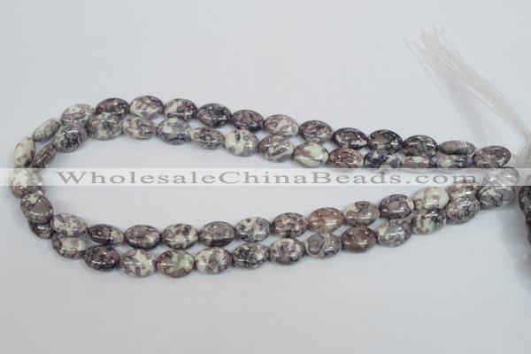 CRF243 15.5 inches 10*14mm oval dyed rain flower stone beads