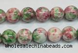 CRF25 15.5 inches 12mm round dyed rain flower stone beads wholesale