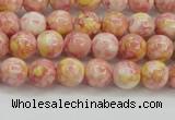 CRF314 15.5 inches 4mm round dyed rain flower stone beads wholesale