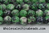 CRF349 15.5 inches 4mm round dyed rain flower stone beads wholesale