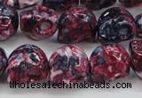 CRF364 15.5 inches 11*12mm skull dyed rain flower stone beads