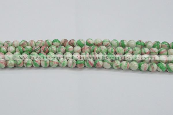 CRF382 15.5 inches 8mm round dyed rain flower stone beads wholesale