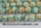 CRF392 15.5 inches 4mm round dyed rain flower stone beads wholesale