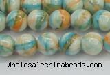 CRF394 15.5 inches 8mm round dyed rain flower stone beads wholesale