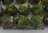 CRH164 15.5 inches 12mm faceted nuggets rhyolite gemstone beads