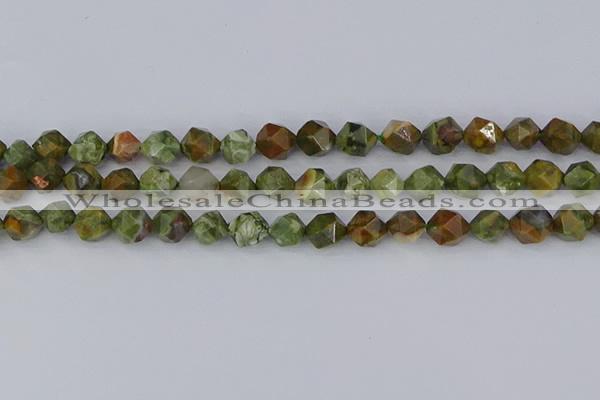 CRH542 15.5 inches 8mm faceted nuggets rhyolite beads wholesale