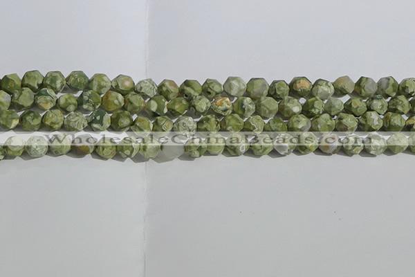 CRH554 15.5 inches 8mm faceted nuggets matte rhyolite gemstone beads