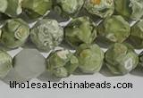 CRH555 15.5 inches 10mm faceted nuggets matte rhyolite gemstone beads