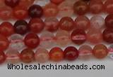 CRH600 15.5 inches 4mm round red rabbit hair quartz beads