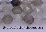 CRH612 15.5 inches 8mm faceted nuggets green rabbit hair beads