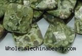 CRH75 15.5 inches 20*20mm faceted rhombic rhyolite beads wholesale