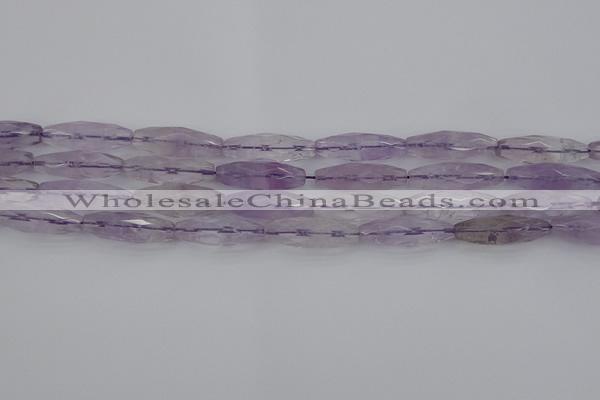 CRI04 15.5 inches 10*30mm faceted rice amethyst beads wholesale