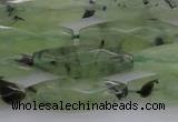 CRI07 15.5 inches 10*30mm faceted rice green rutilated quartz beads