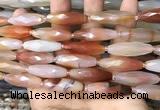 CRI126 15.5 inches 10*30mm faceted rice red agate gemstone beads