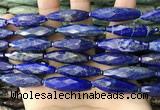 CRI151 15.5 inches 10*30mm faceted rice lapis lazuli beads