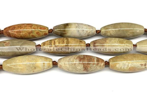 CRI161 15 inches 15*38mm - 16*40mm rice chrysanthemum agate beads