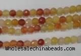 CRJ400 15.5 inches 4mm faceted round red & yellow jade beads