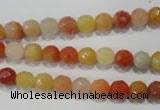 CRJ401 15.5 inches 6mm faceted round red & yellow jade beads