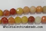 CRJ402 15.5 inches 8mm faceted round red & yellow jade beads