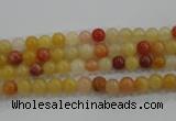 CRJ410 15.5 inches 4mm round red & yellow jade beads wholesale