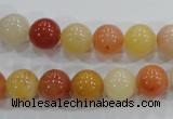 CRJ415 15.5 inches 12mm round red & yellow jade beads wholesale