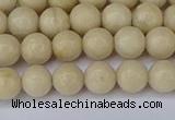 CRJ601 15.5 inches 6mm round white fossil jasper beads wholesale