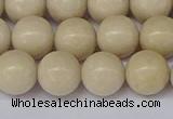 CRJ603 15.5 inches 10mm round white fossil jasper beads wholesale