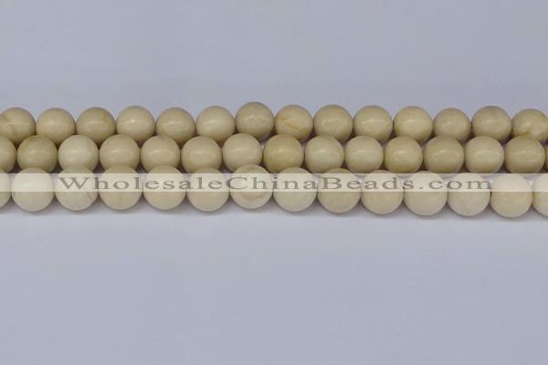 CRJ604 15.5 inches 12mm round white fossil jasper beads wholesale