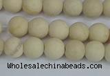 CRJ611 15.5 inches 6mm round matte white fossil jasper beads