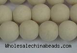 CRJ612 15.5 inches 8mm round matte white fossil jasper beads