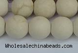 CRJ613 15.5 inches 10mm round matte white fossil jasper beads