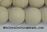 CRJ615 15.5 inches 14mm round matte white fossil jasper beads