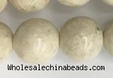 CRJ624 15.5 inches 12mm round white fossil jasper beads wholesale