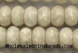 CRJ632 15.5 inches 4*6mm rondelle white fossil jasper beads wholeasle