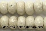 CRJ633 15.5 inches 5*8mm rondelle white fossil jasper beads wholeasle