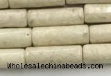 CRJ634 15.5 inches 4*13mm tube white fossil jasper beads wholeasle