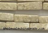 CRJ636 15.5 inches 4*13mm cuboid white fossil jasper beads wholeasle