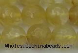 CRO1035 15.5 inches 14mm faceted round yellow watermelon quartz beads