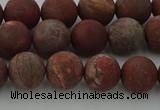 CRO1102 15.5 inches 8mm round matte pomegranate jasper beads