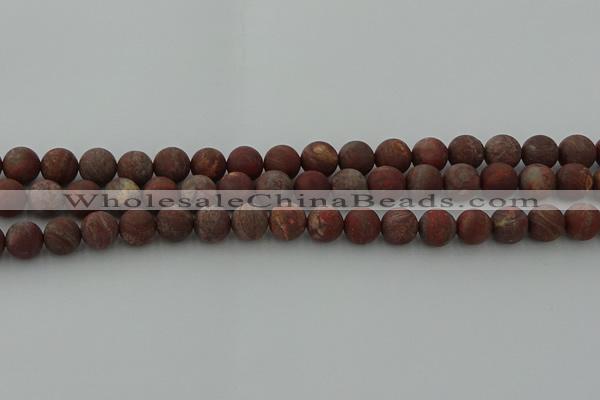 CRO1102 15.5 inches 8mm round matte pomegranate jasper beads