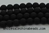 CRO1130 15.5 inches 4mm round matte black agate gemstone beads