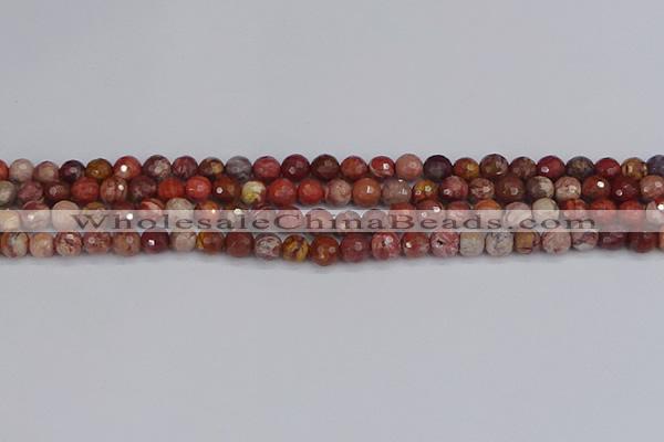 CRO1189 15.5 inches 6mm faceted round red porcelain beads